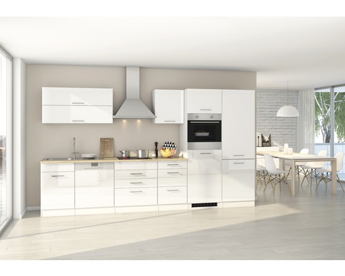 Held Furniture keukenblok zonder apparatuur Milan 360 cm wit hoogglans gedemonteerd omkeerbaar model 630.1.6210