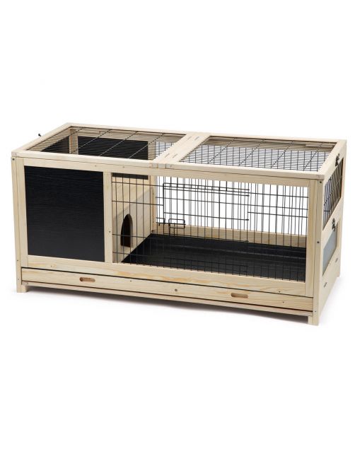 Beeztees Konijnenkooi Jez - Dierenverblijf - 116x54x55.5 cm Zwart Blank