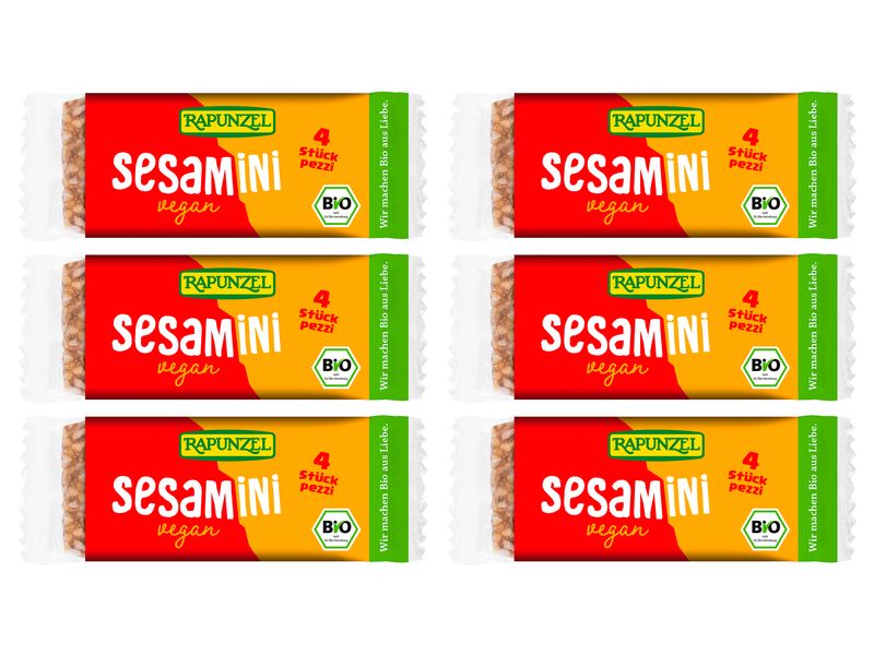 Rapunzel Gebäck Bio Sesamini Sesam-Krokant 6 x 27 g Biologisch zertifizierte Spezialität aus Sesam und Honig