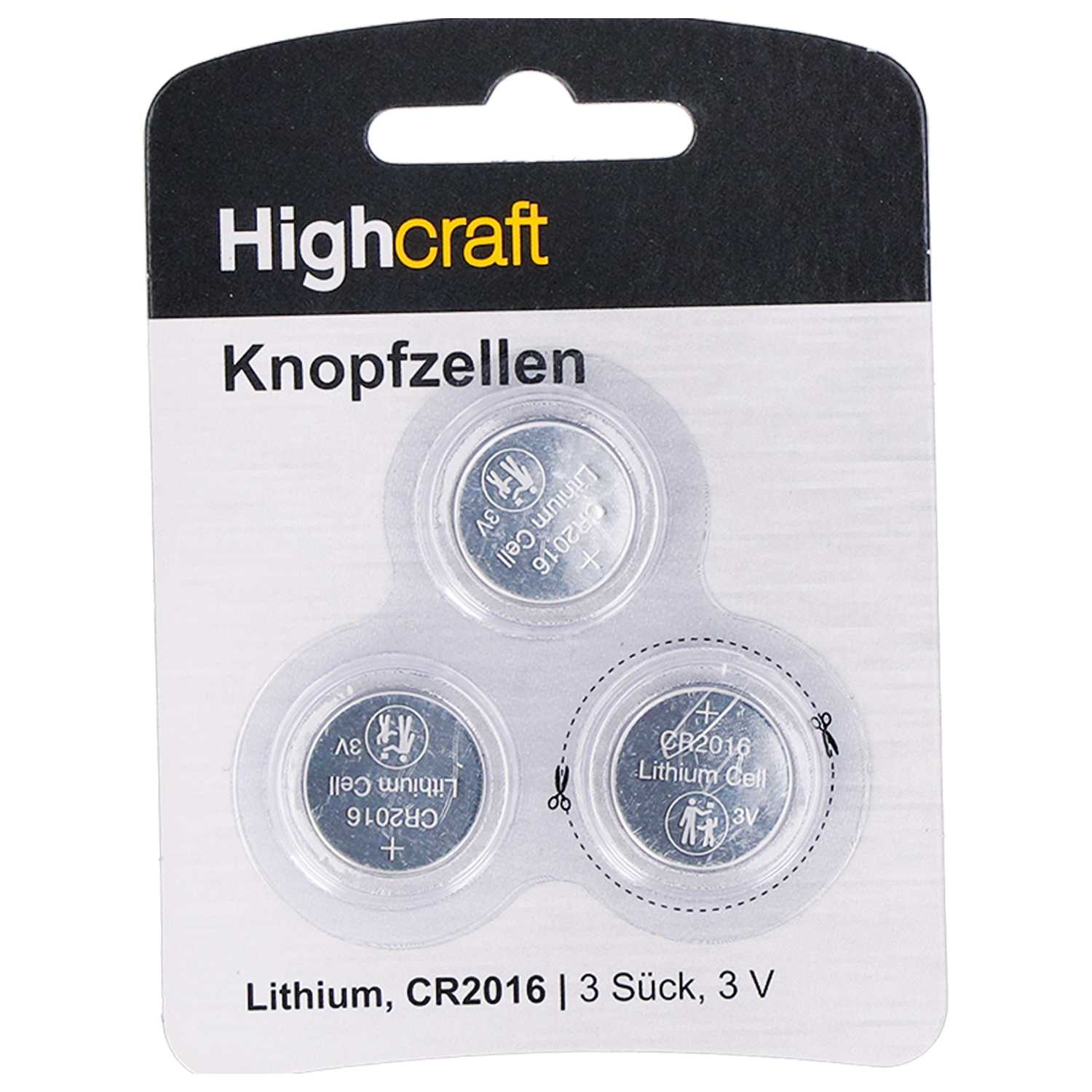 Highcraft Batterie Lithium CR2016 3er