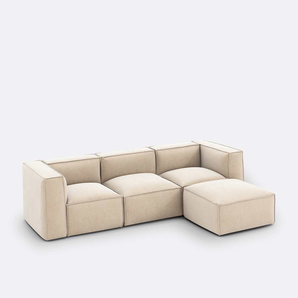 LA REDOUTE INTERIEURS<br>Puff modular, veludo vintage canelado, Seven