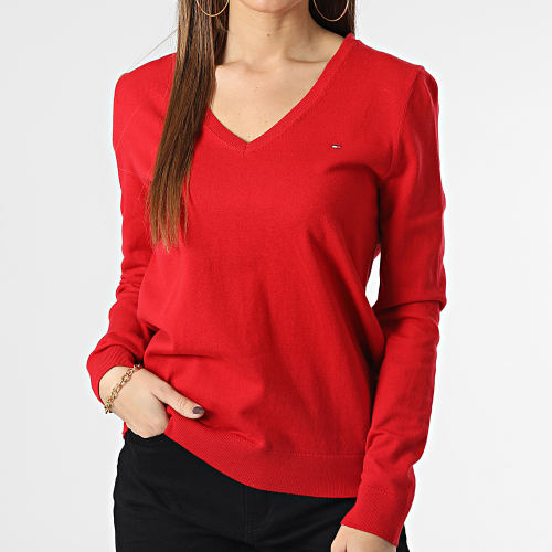 Pull Col V Femme Heritage 5294 Rouge