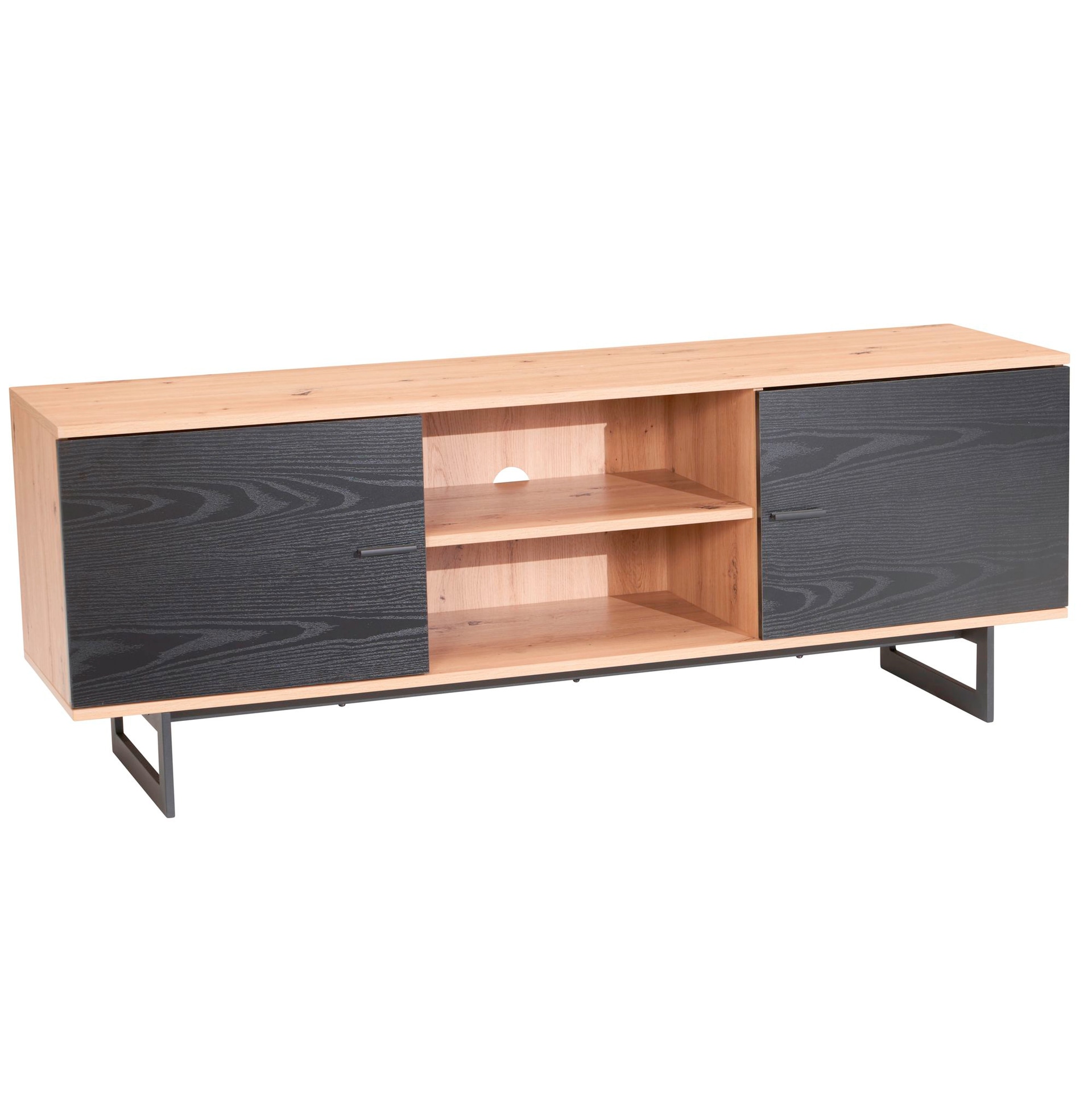 Lowboard 150 x 55 cm Eiche-Dekor/Schwarz