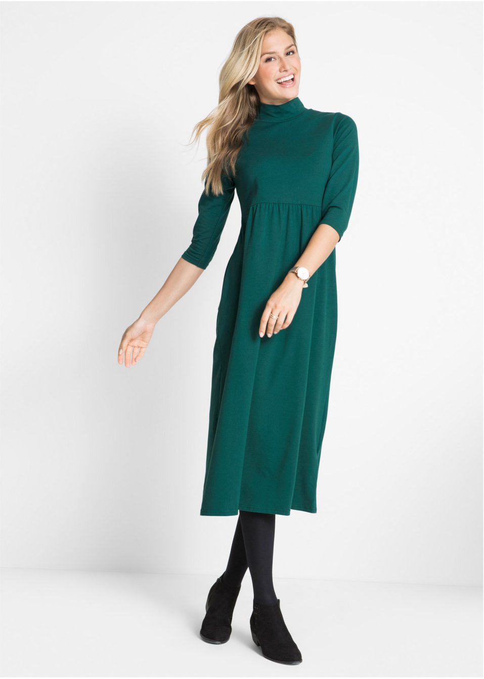 Robe T-shirt midi, manches 3/4