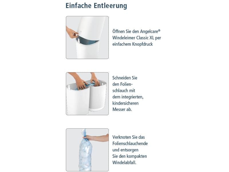 Angelcare Windeleimer Classic XL  Weiss Windeleimer inkl. Nachfüllkassette
