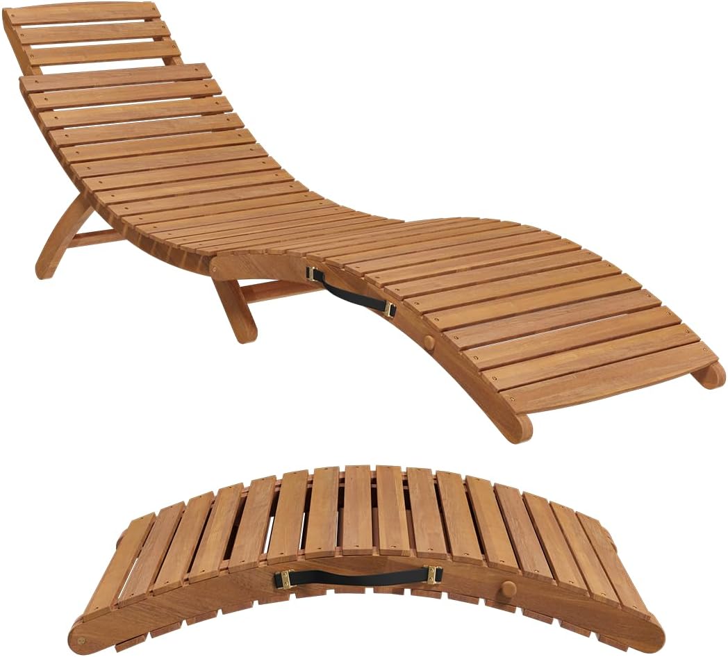 STEELSØN Gartenliege Ophira aus Holz, klappbare Sonnenliege, Holzliege wasserfest, Saunaliege mit Verstellbarer Kopfstütze, Akazienholz geölt, bis 200 kg belastbar