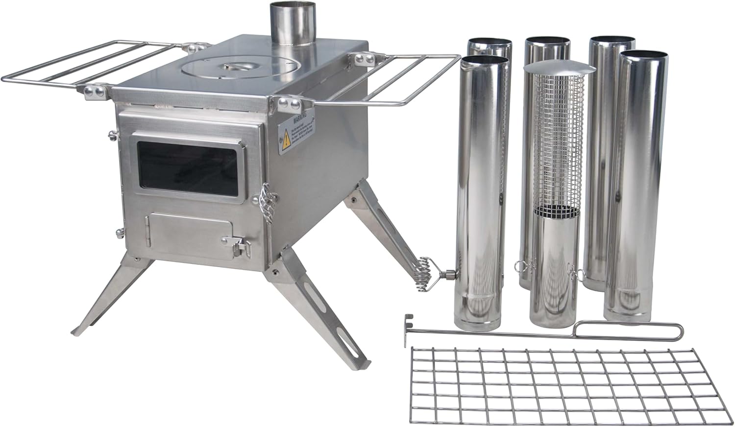 Winnerwell Nomad Medium Zeltofen | Kleiner tragbarer Holzofen für Zelte, Unterkünfte und Camping | 800 Cubic Inch Firebox | Präzisions-Edelstahlkonstruktion | Enthält Schornsteinpfeife