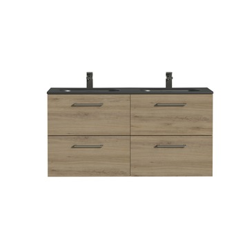 Tiger badkamermeubel Studio 120cm chalet eik/matzwart met ronde RVS greep