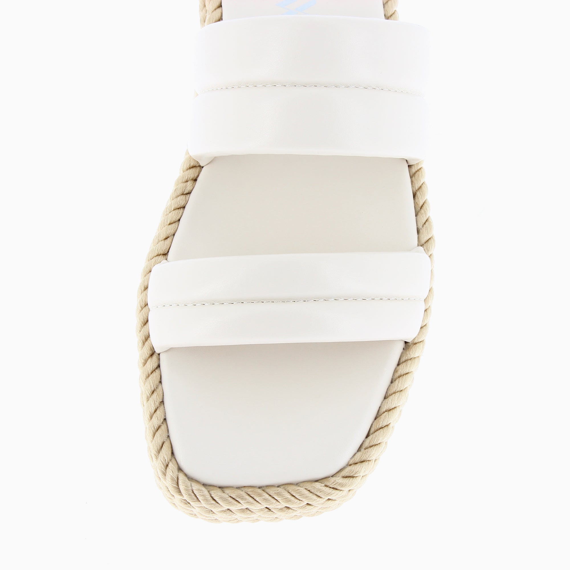 Sandales plates-Mules Nala beige clair à plateforme cordes