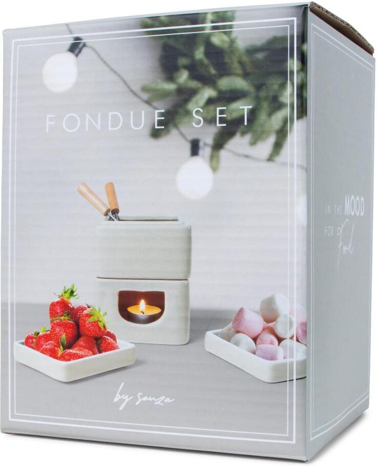 Senza mini fondue set grijs 10 x 10 x 15 cm 6-delig