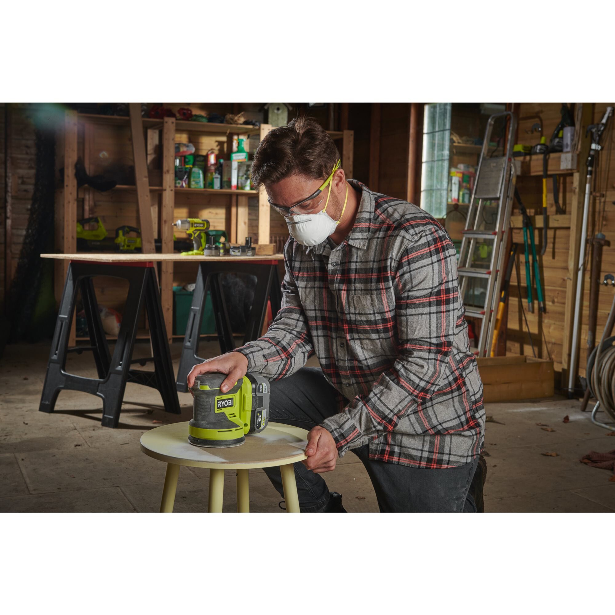 Ryobi Exzenterschleifer ONE+ Akku-Exzenterschleifer RROS18-0, 18Volt