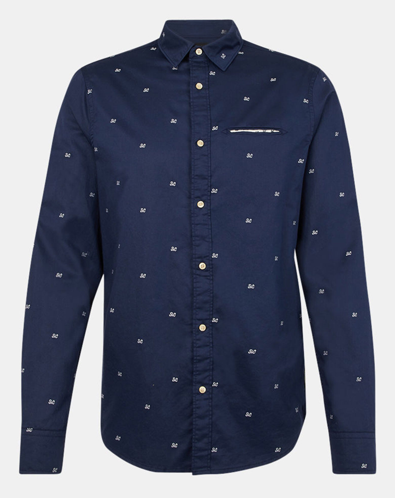 Scotch & Soda Chemise Regular Fit Pocket imprimée bleu marine