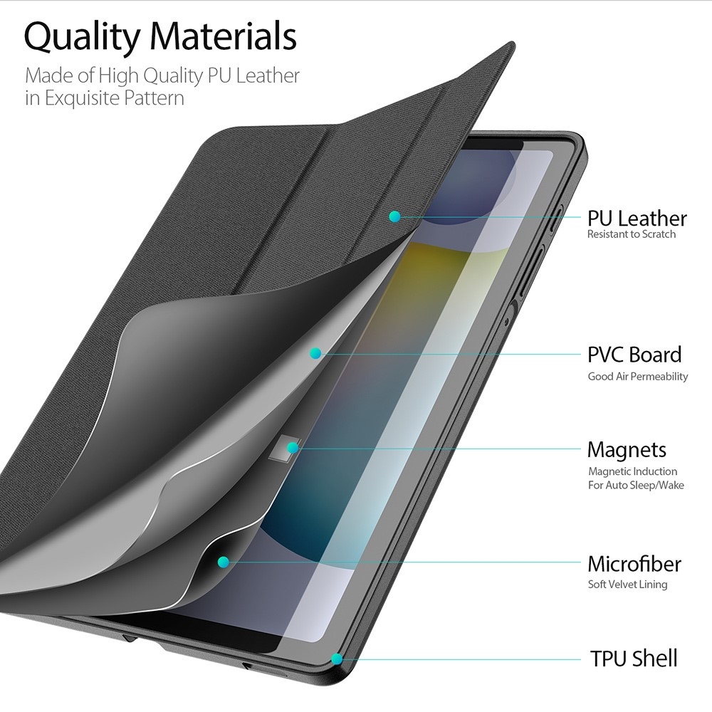 Samsung Galaxy Tab S6 Lite (2024/2022/2020) Tasche Smart Cover Hülle Stoff Design S-Pen Halterung - Schwarz