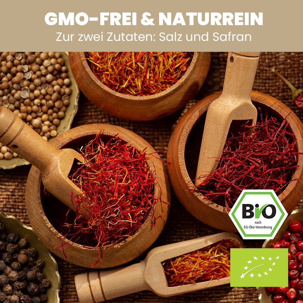 SANUUS® Gourmet Bio Safran Gewürzsalz zum Kochen & Verfeinern