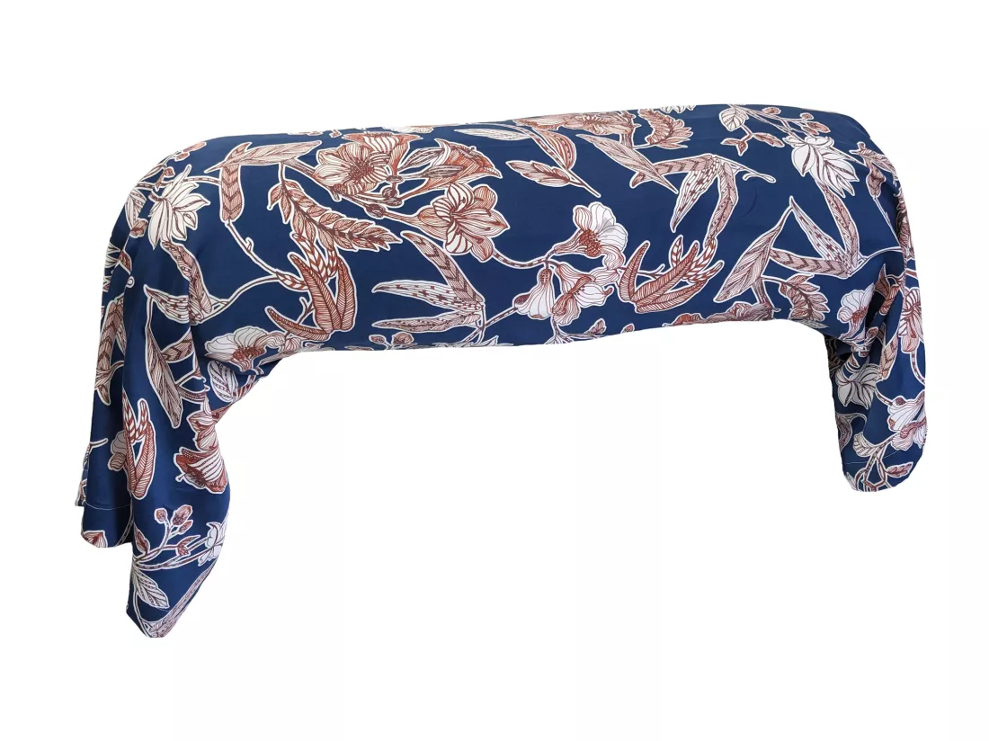 Taie de traversin 140x43 cm satin de coton BOTANIC bleu Nuit
