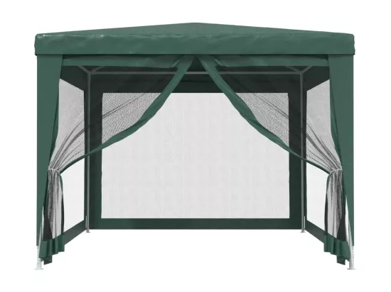 Tente de fête avec 4 parois latérales en maille Vert 3x4 m PEHD