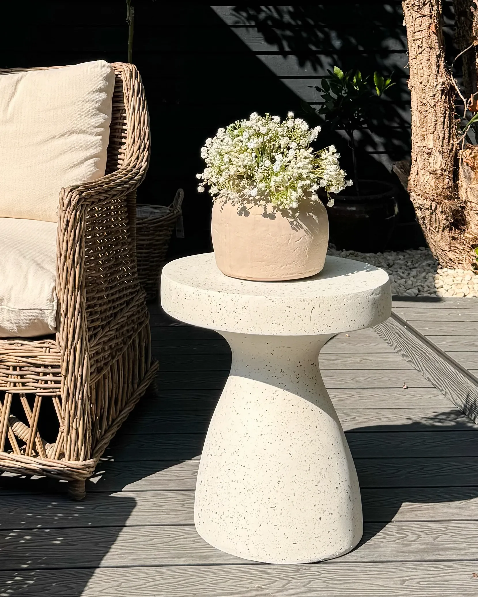Bijzettafel BIVIERE 39 cm 39 cm Terrazzo-effect Wit terrazzo