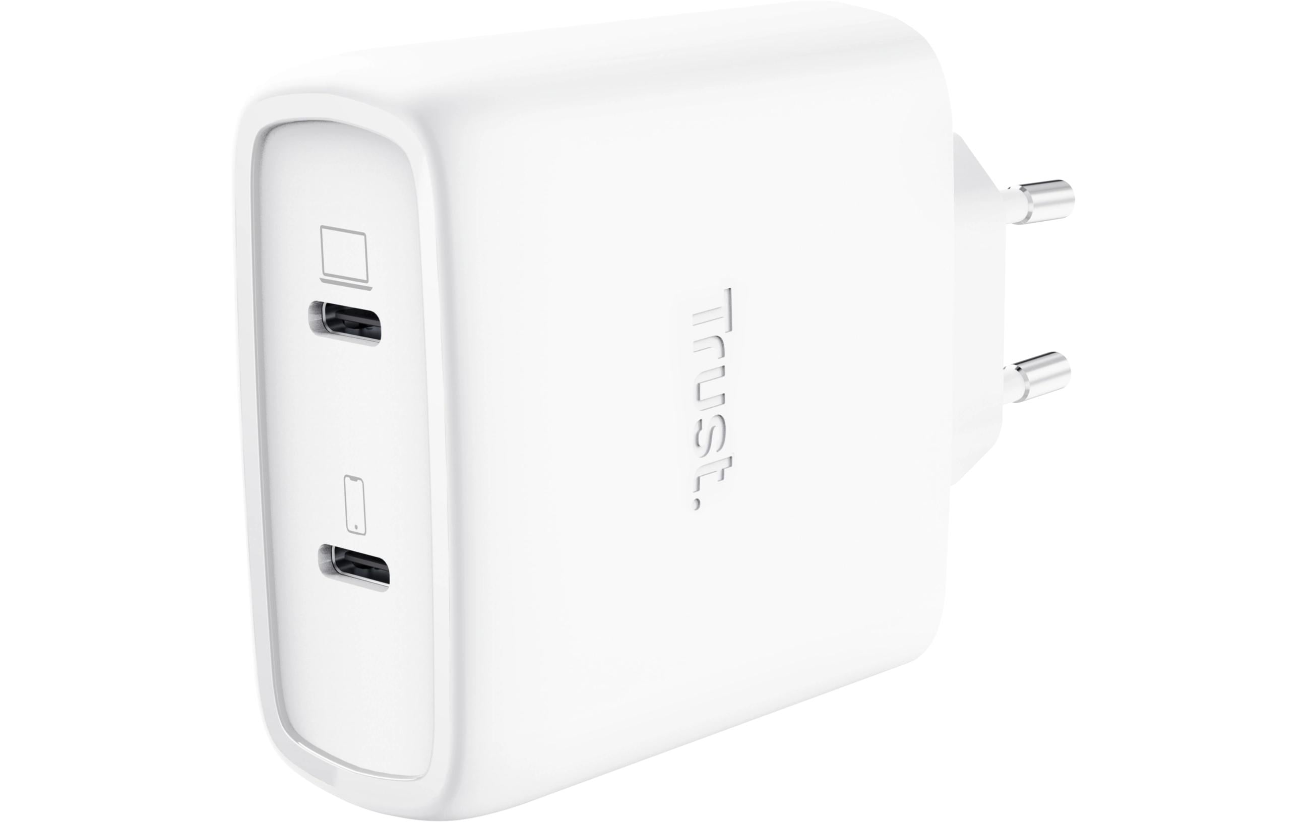 Maxo USB-C-GaN 65 W mit 2 Anschlüssen Weiss65 W USB‑C-GaN-Ladegerät mit 2 Ausgängen