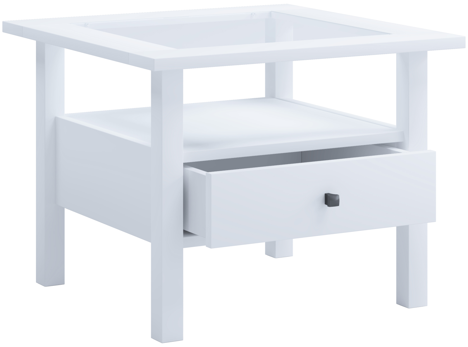 Couchtisch LINGIS M - weiß - Glasplatte