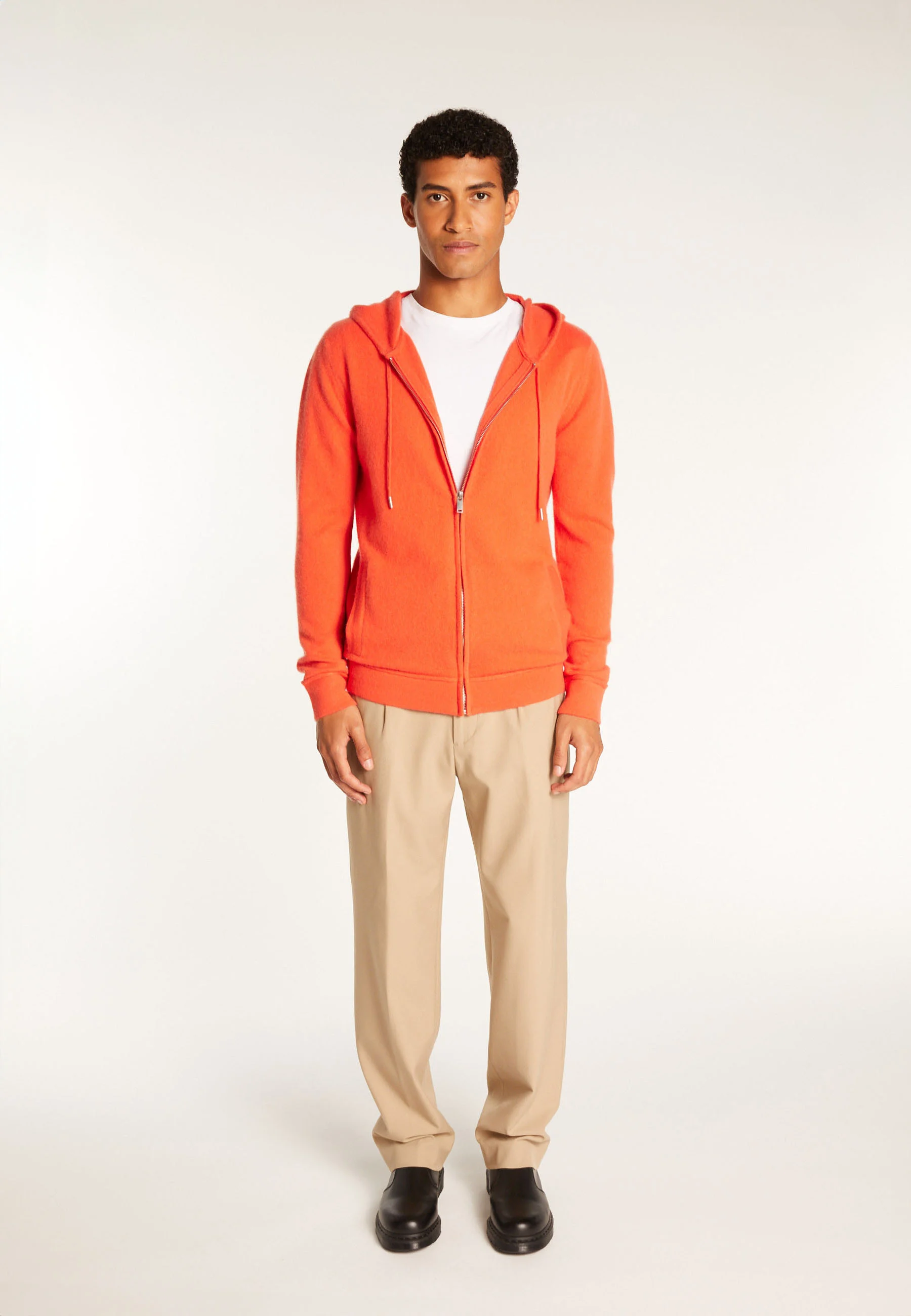 EMILIENAH24 - Veste zippée à capuche en cachemire | Orange