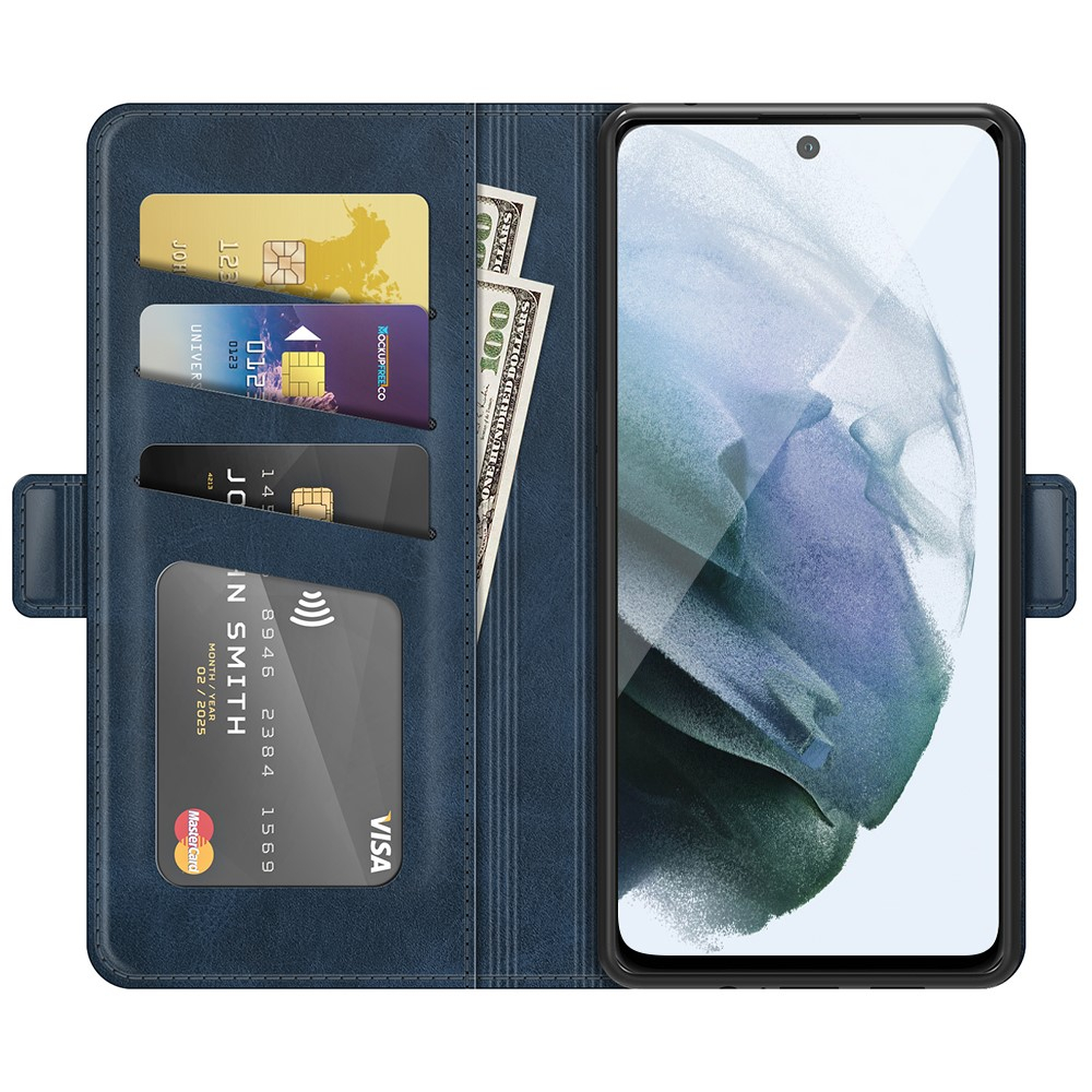 Samsung Galaxy S21 FE 5G Vintage Leder Tasche Flip Cover Fashion Design - Dunkelblau