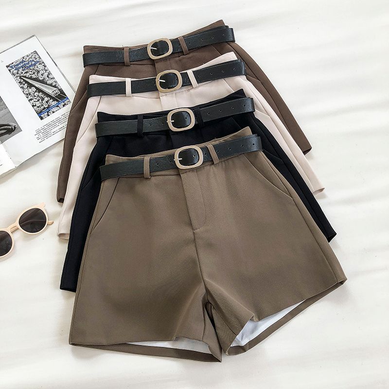 DIYI - Effen shorts met hoge taille en riem