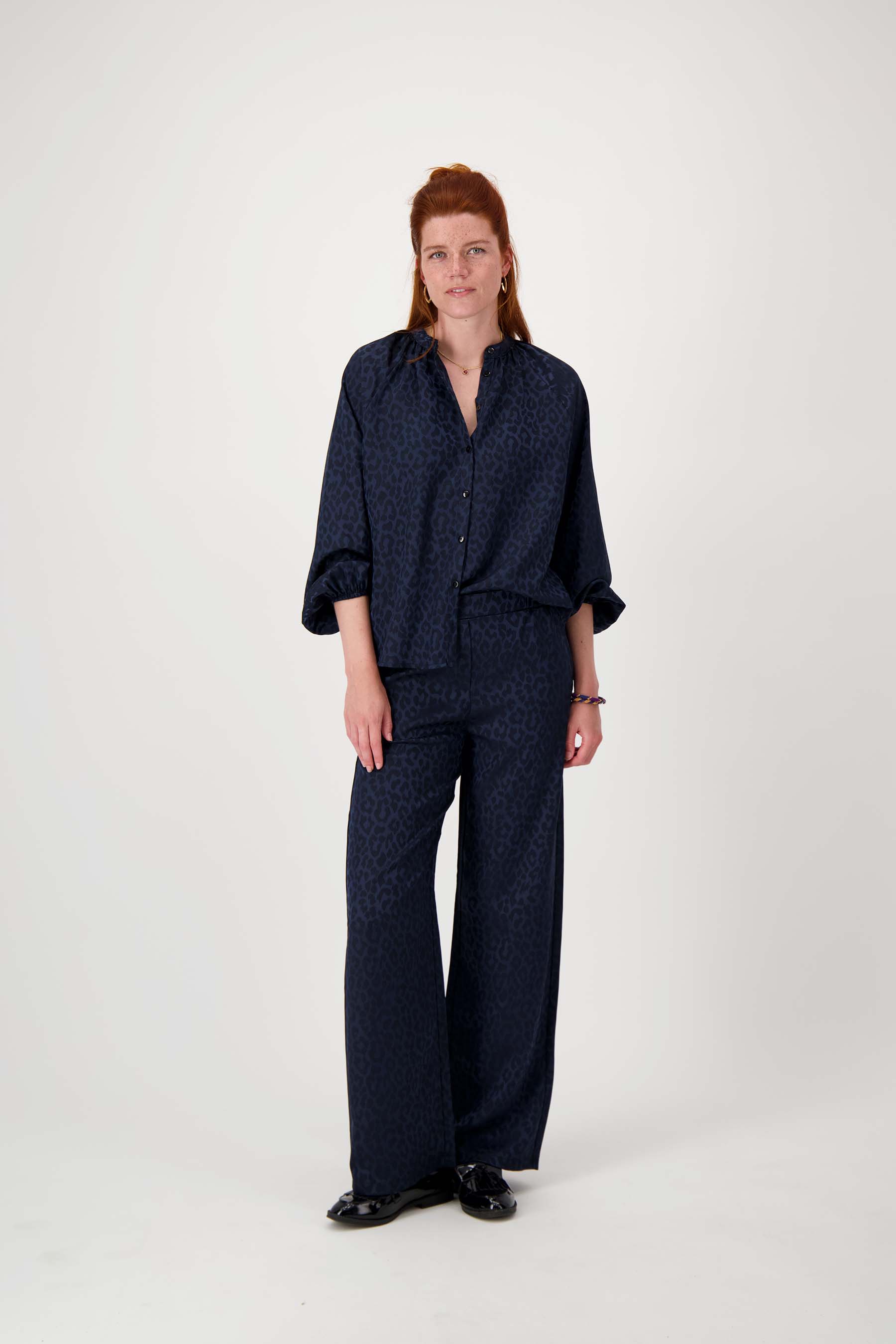 satijnen jacquard blouse