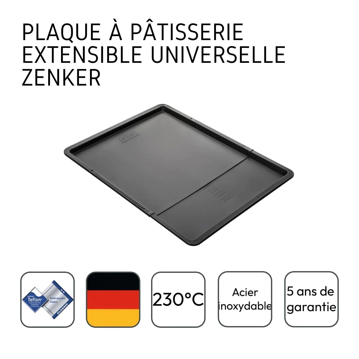 Plaque à pâtisserie extensible de 37 x 52 cm Black Metallic Zenker