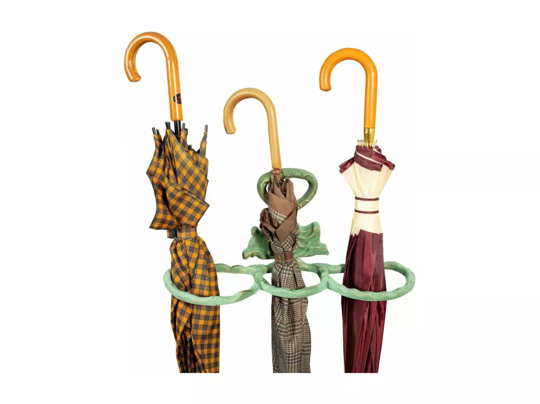 BISCOTTINI Porte-parapluies - Fonte finition vert antique - Présentoir - Design - Intérieur - Extérieur - Couloir - Entrée - Jardin - Porte-parapluies - 53x23x76 cm