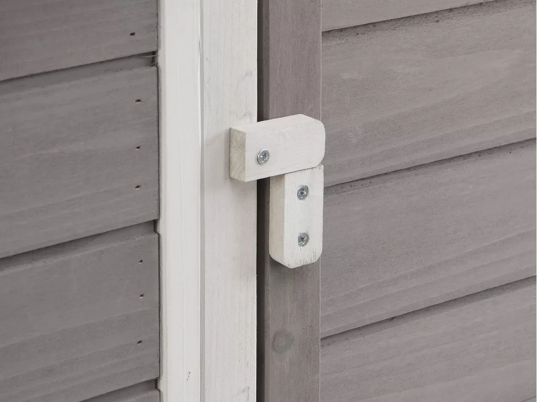 Poulailler en bois avec enclos - 4 poules - L. 173 x P. 64 x H. 108 cm - Blanc et gris - LEVAS