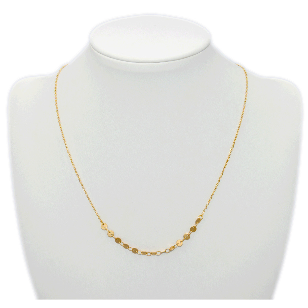 Collier délicat minimaliste chaîne disques-doré à l 'or fin