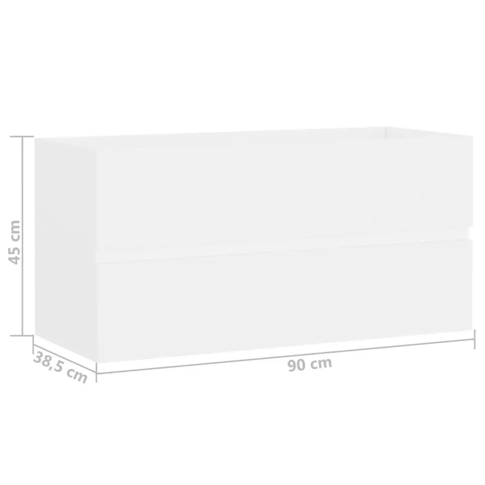 vidaXL - Wastafelkast - Wit - Bewerkt hout - 90 x 38.5 x 45 cm