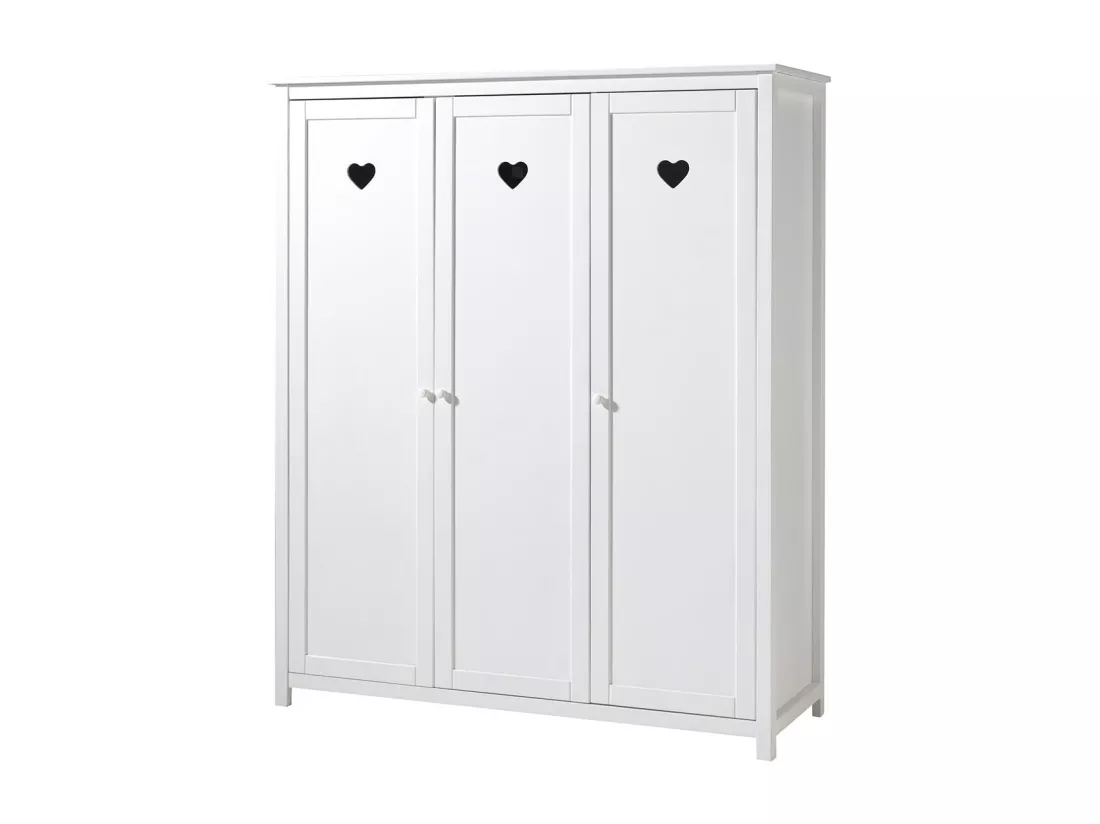MILADY - Lit 90x200cm avec Sommier + Chevet + Armoire 3P + Pack Bureau