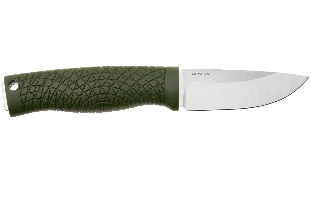 Böker Manufaktur Bronco Mini Saber 121501 Stonewashed 3V, Green TPE, bushcraftmes