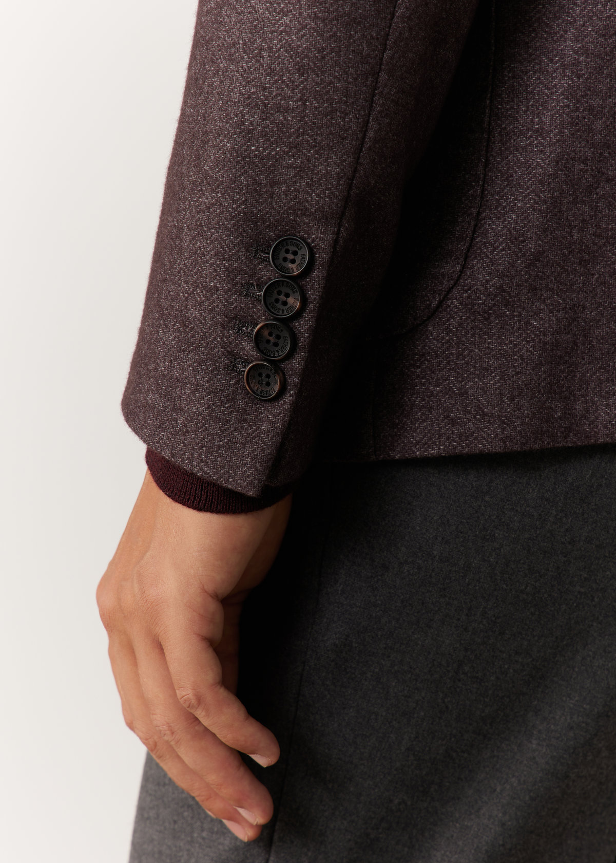 Veste casual Regular en laine mélangée unie bordeaux