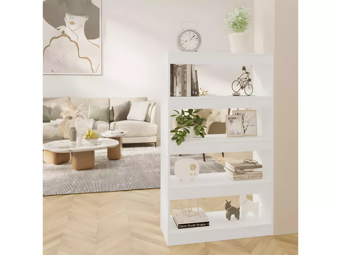 Bibliothèque/Cloison blanc 80x30x135 cm bois d'ingénierie