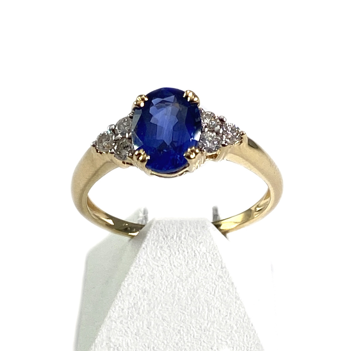 Bague d'occasion or 750 jaune diamants et saphir