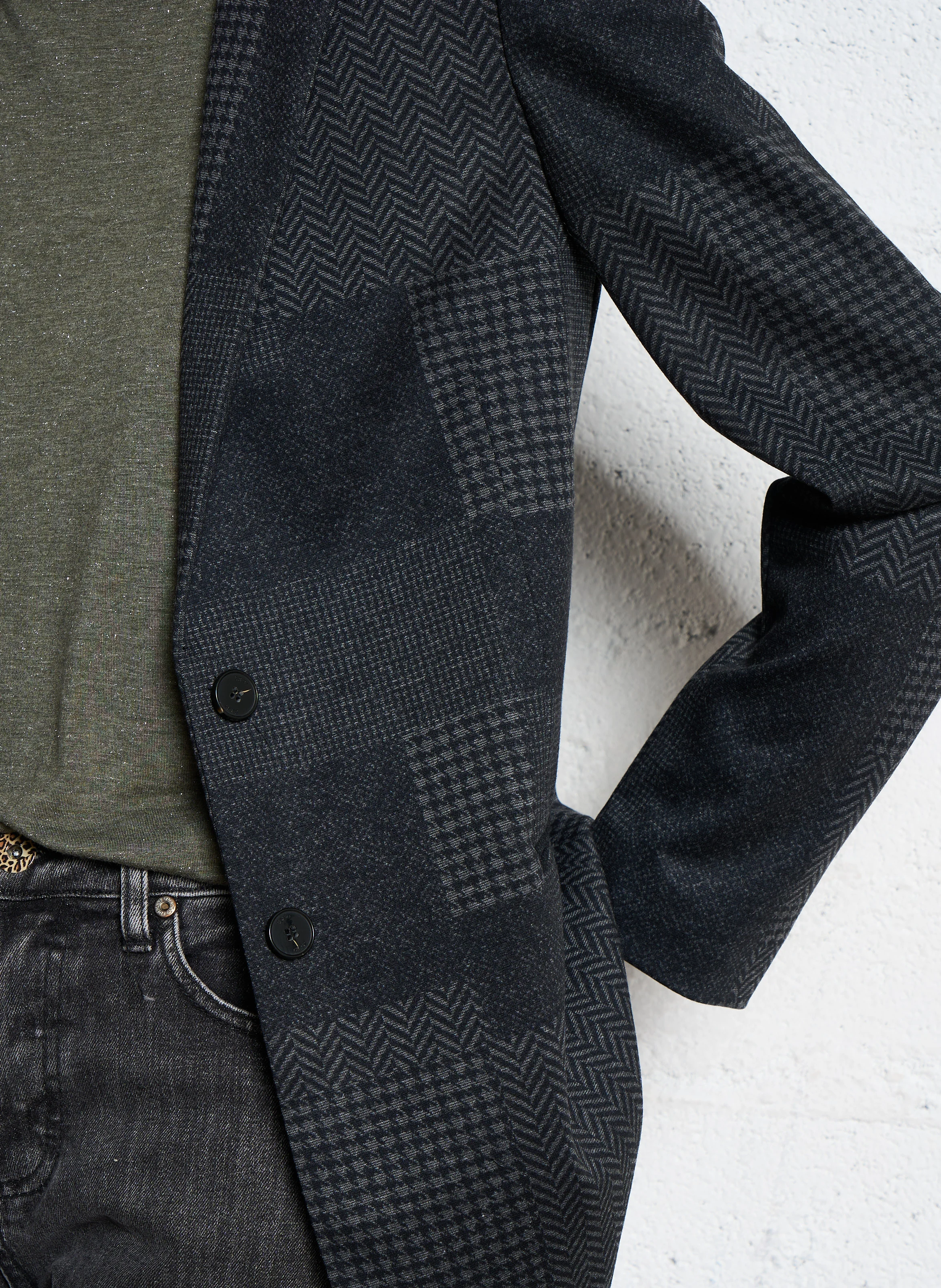 Veste tailleur droite imprimé | Gris