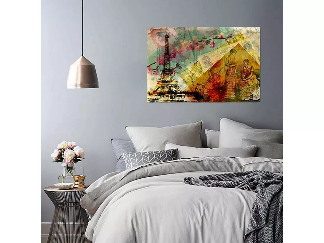 Tableau carte postale de paris 2 - 80 x 60 cm