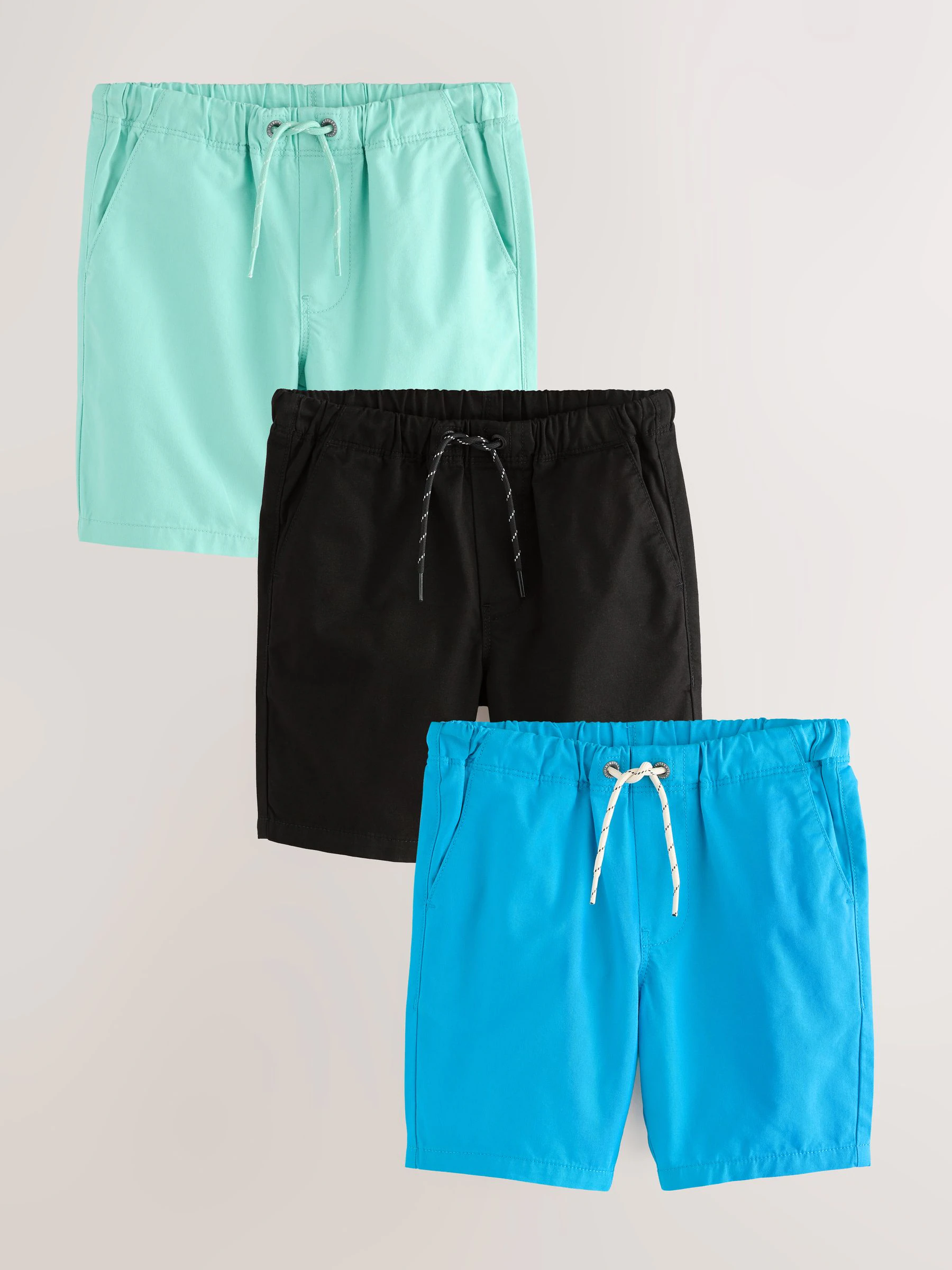 Blauwgroen/kobaltblauw/zwart - Verpakking van 3 shorts met elastische taille (3-16 jr)