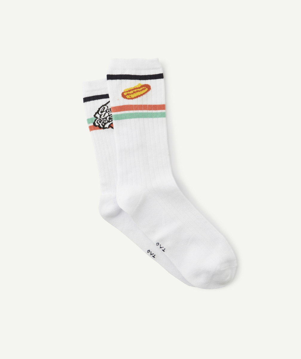 LE LOT DE 2 PAIRES DE CHAUSSETTES BLANCHES AVEC MOTIFS