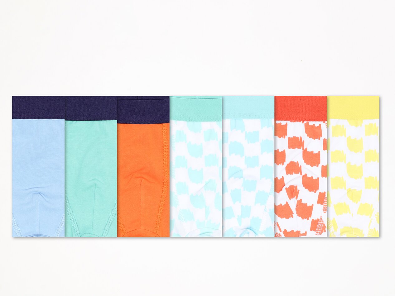 Pacote com 7 cuecas boxer estampadas - Cores Variadas