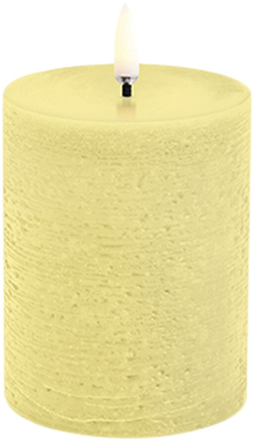 Uyuni LED pillar candle, Wheat Yellow, Rustic, 7,8x10,1 cm Wheat yellow