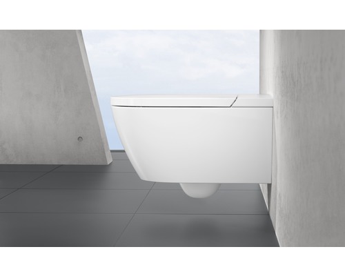 Villeroy & Boch ViClean-I 100 douchetoiletset, diepe spoeling, open rand, glanzend wit met coating, met toiletzitting V0E100R1