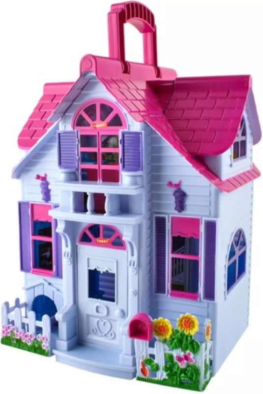 Poppenhuis - Uitklapbaar - Inclusief Meubeltjes - Draagbaar - Moderne Uitstraling