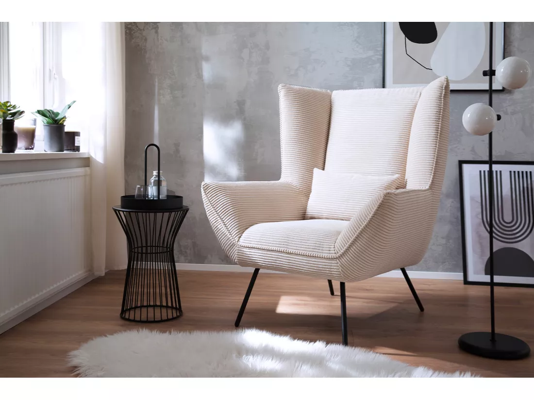 Fauteuil - blanc crème Velours côtelé - IVA