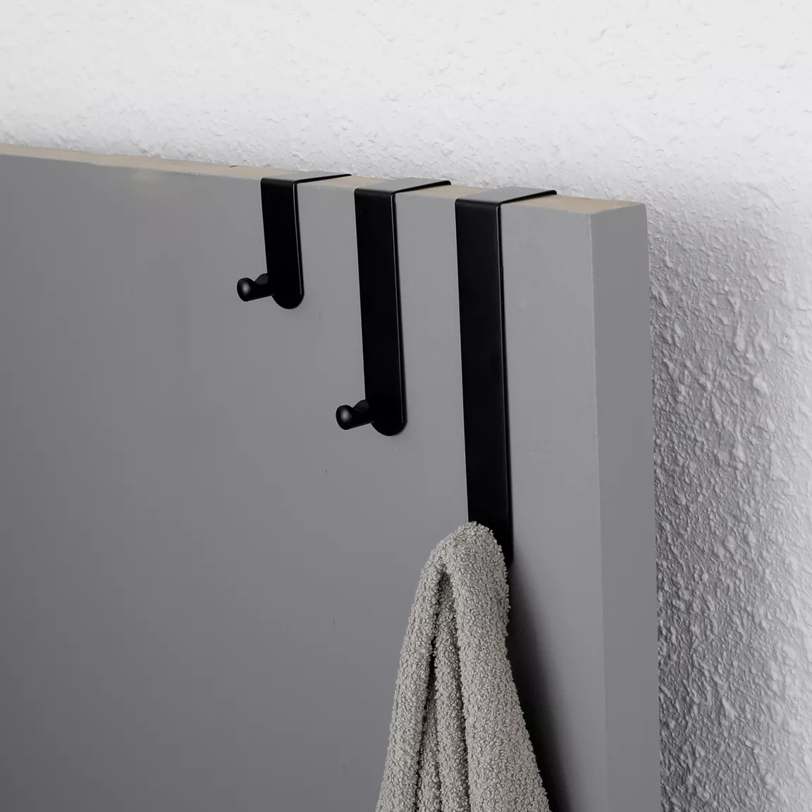 Lot de 3 patères de porte acier inoxydable (H7-13-19 cm) Noir