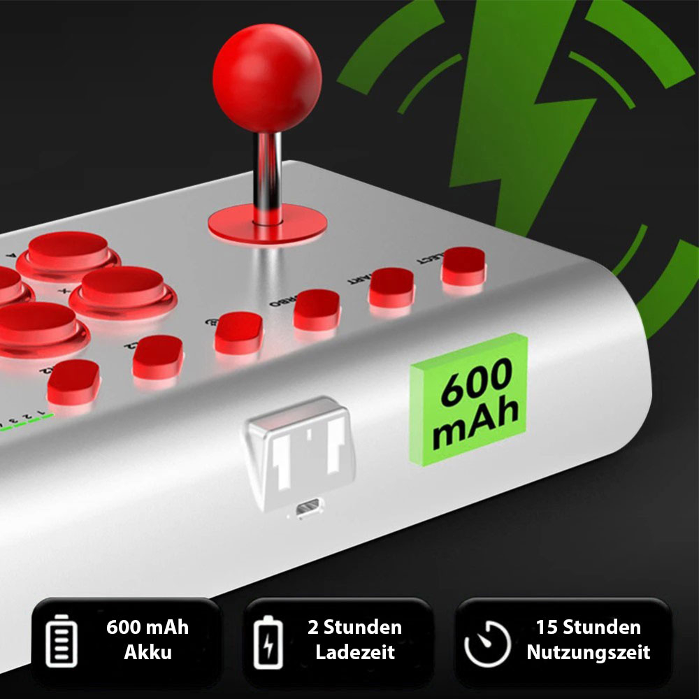 Joystick Arcade Retro Gamepad Controller für Nintendo Switch / PS3 / PS4 / PC und Smartphone (Android / iOS) - Weiss / Rot