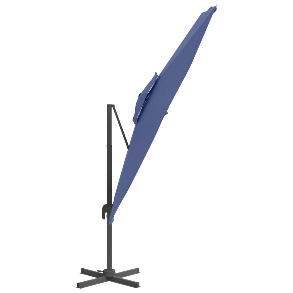 Parasol meuble de jardin cantilever à double toit 300 x 300 cm bleu azuré