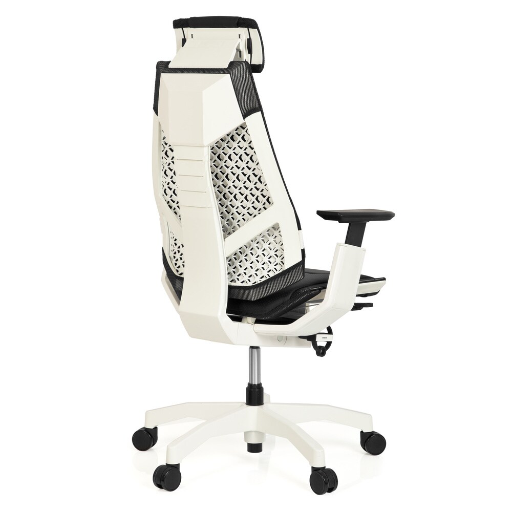 High End Bürostuhl GENIDIA PRO WHITE Leder mit Armlehnen hjh OFFICE
